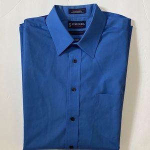 Stafford performance classic fit cotton blend blue L/S men’s shirt 17 (32-33)